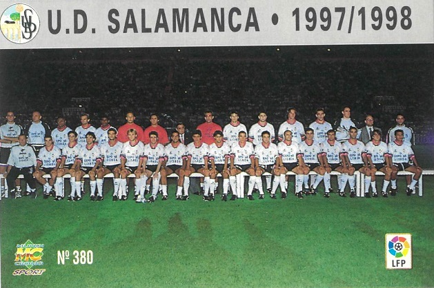 Las fichas de la Liga 97-98. Nº 380. Plantilla (U. D. Salamanca). Editorial Mundicromo.
