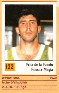 Basket 90 ACB. Félix de la Fuente (Magia Huesca). Ediciones Panini. 📸: Grupo de Facebook Nuestros álbumes de cromos.
