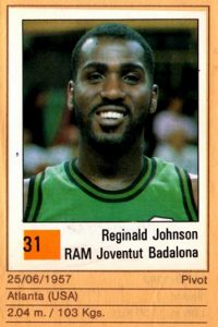 Basket 90 ACB. Reginald Johnson (Joventud de Badalona). Ediciones Panini. 📸: Grupo de Facebook Nuestros álbumes de cromos.