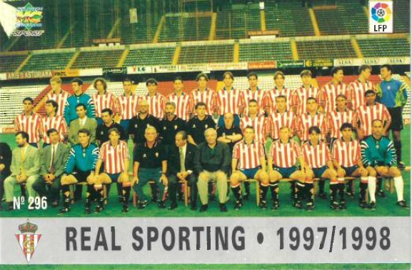 Las fichas de la Liga 97-98. Nº 296. Plantilla (Real Sporting de Gijón). Editorial Mundicromo.