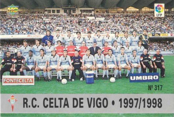 Las fichas de la Liga 97-98. Nº 317. Plantilla (Real Club Celta de Vigo). Editorial Mundicromo.