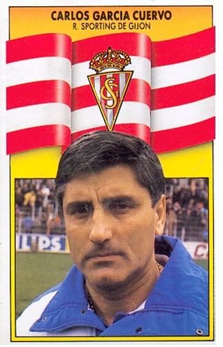 Liga 1990-91. Carlos García Cuervo (R. Sporting de Gijón). Ediciones Este. 📸: Toni Izaro.