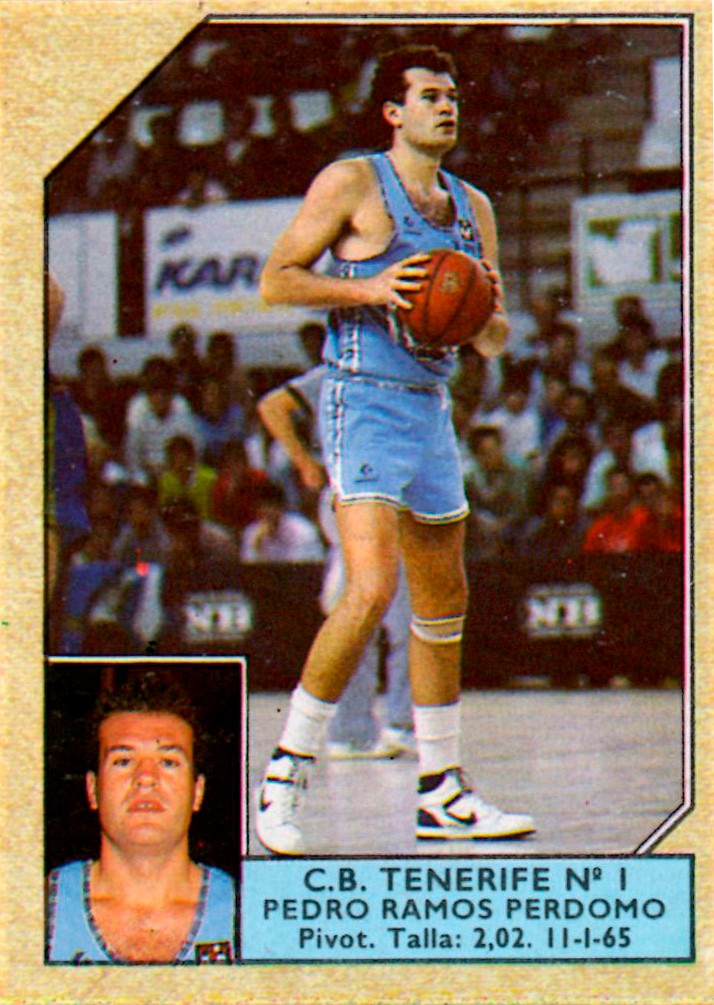 Liga ACB 1988-89. Pedro Ramos (Tenerife Nº 1). Editorial J. Merchante. 📸: Grupo de Facebook Nuestros álbumes de cromos.