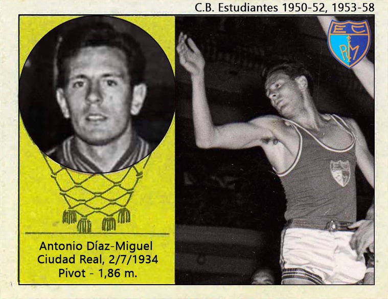Antonio Díaz-Miguel (Estudiantes). 📸: Cromo-Montaje del Grupo de Facebook don basket.