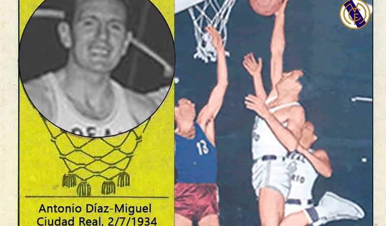 Antonio Díaz-Miguel (Real Madrid). 📸: Cromo-Montaje del Grupo de Facebook don basket.