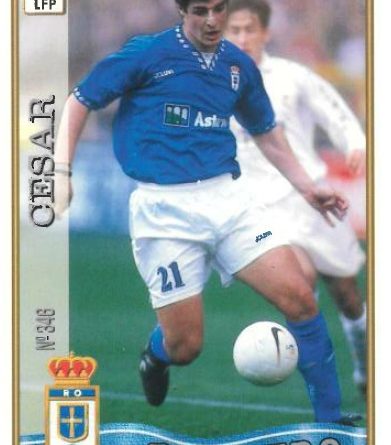 Las fichas de la Liga 97-98. Nº 346. César (Real Oviedo). Editorial Mundicromo.