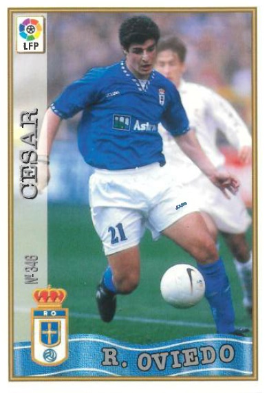 Las fichas de la Liga 97-98. Nº 346. César (Real Oviedo). Editorial Mundicromo.