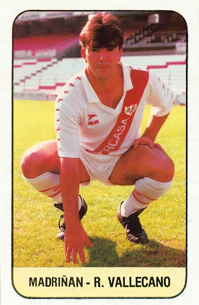 Madriñán (Rayo Vallecano). 📸: Cromo-Montaje del Grupo de Facebook Nuestros álbumes de cromos.