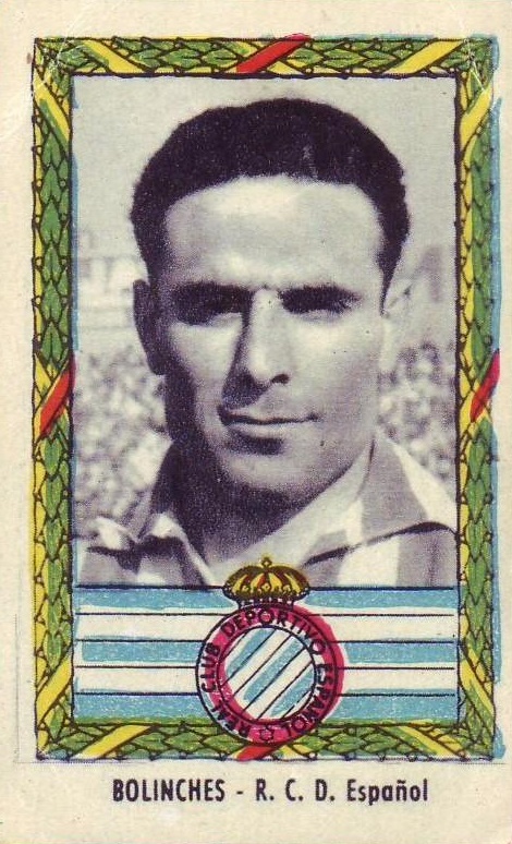 Campeonatos Nacionales de Fútbol 1953-1954. Bolinches (RCD Español). Editorial Ruiz Romero. 📸: Jackie Martínez.