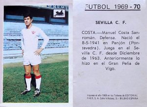 Fútbol 1969-70. Costas (Sevilla F. C.). Editorial Fher. 📸: Grupo de Facebook Nuestros álbumes de cromos.