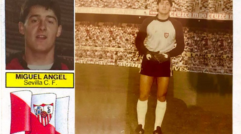 Miguel Ángel Sainz (Sevilla F. C.) 📸: Cromo-Montaje del Grupo de Facebook Nuestros álbumes de cromos.