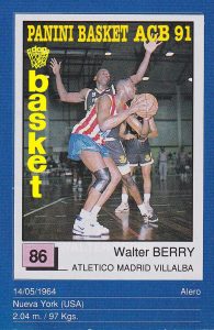 ACB 91. Walter Berry (Atlético de Madrid Villalba). Editorial Panini. 📸: Grupo de Facebook Don basket.