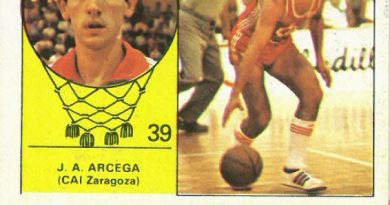 Campeonato Baloncesto Liga 1984-1985. José Ángel Arcega (CAI Zaragoza). Ediciones J. Merchante - Clesa. 📸: Emilio Rodríguez Bravo.