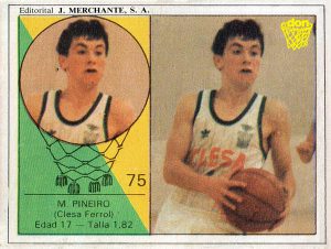 Campeonato Baloncesto Liga 1985-1986. Miguel Piñeiro (Clesa Ferrol). Ediciones J. Merchante-Clesa. 📸: Grupo de Facebook Nuestros álbumes de cromos.