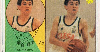 Campeonato Baloncesto Liga 1985-1986. Miguel Piñeiro (Clesa Ferrol). Ediciones J. Merchante-Clesa. 📸: Grupo de Facebook Nuestros álbumes de cromos.