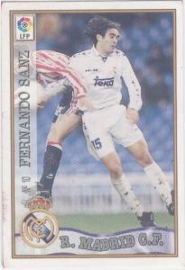 Las fichas de la Liga 97-98. N.º 10. Fernando Sanz (Real Madrid C. F.). Editorial Mundicromo.