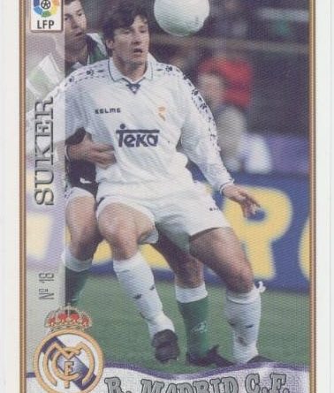Las fichas de la Liga 97-98. N.º 18. Suker (Real Madrid C. F.). Editorial Mundicromo.