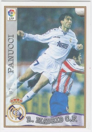 Las fichas de la Liga 97-98. N.º 7. Panucci (Real Madrid C. F.). Editorial Mundicromo.