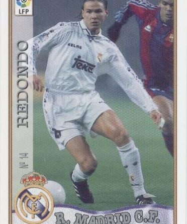 Las fichas de la Liga 97-98. N.º 14. Redondo (Real Madrid C. F.). Editorial Mundicromo.