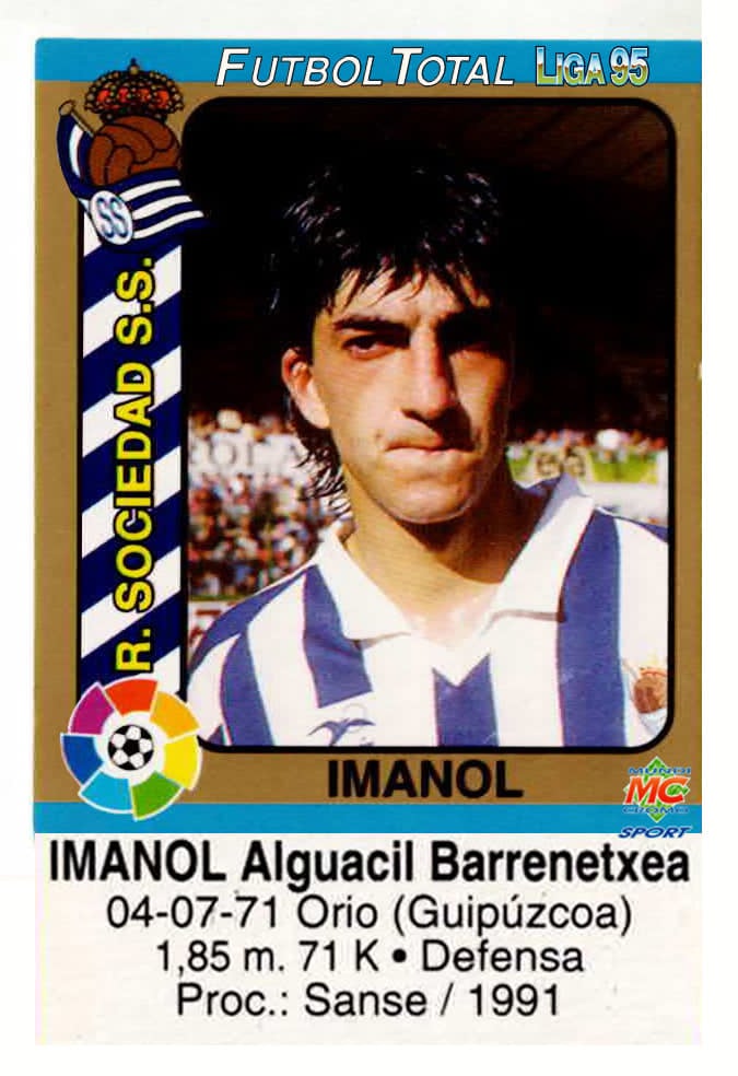 1995 Fútbol Total. Nº 93. Imanol (Real Sociedad). Editorial Mundicromo.