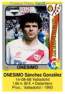 1995 Fútbol Total. N.º 186. Onésimo (Rayo Vallecano). Editorial Mundicromo.