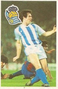 Diego Armando Maradona. Sus driblings. Sus goles. Liga 84-85. Sagarzazu (Real Sociedad). Cromo Esport.