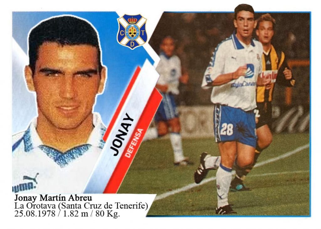 Jonay (C. D. Tenerife). 📸: Cromo-Montaje del Grupo de Facebook Nuestros álbumes de cromos.