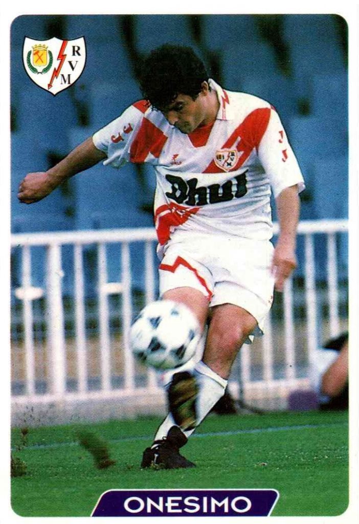 Las fichas de la Liga 95-96. Nº 377. Onésimo (Rayo Vallecano). Editorial Mundicromo.