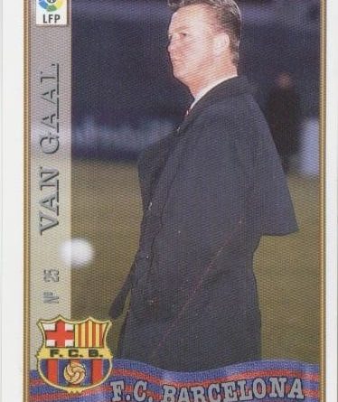 Las fichas de la Liga 97-98. N.º 25. Louis van Gaal (F.C. Barcelona). Editorial Mundicromo.
