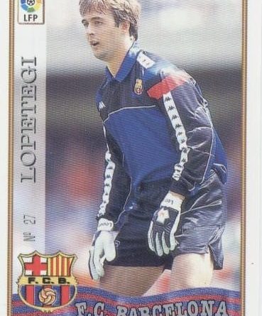 Las fichas de la Liga 97-98. N.º 27. Lopetegi (F.C. Barcelona). Editorial Mundicromo.