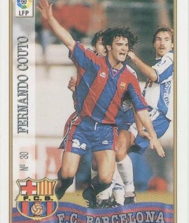 Las fichas de la Liga 97-98. N.º 30. Fernando Couto (F. C. Barcelona). Editorial Mundicromo.