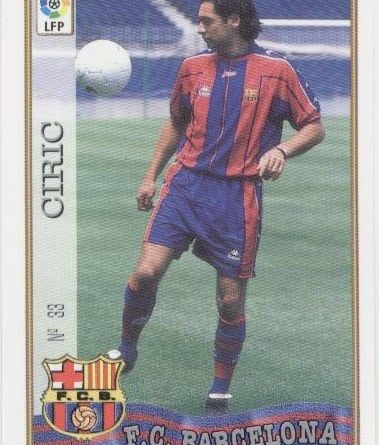 Las fichas de la Liga 97-98. N.º 33. Ciric (F. C. Barcelona). Editorial Mundicromo.