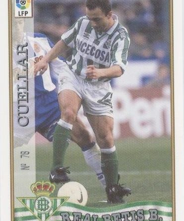 Las fichas de la Liga 97-98. N.º 78. Cuellar (Real Betis). Editorial Mundicromo.