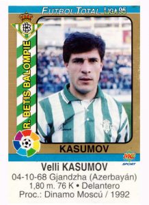 1995 Fútbol Total. N.º 168. Kasumov (Real Betis). Editorial Mundicromo.