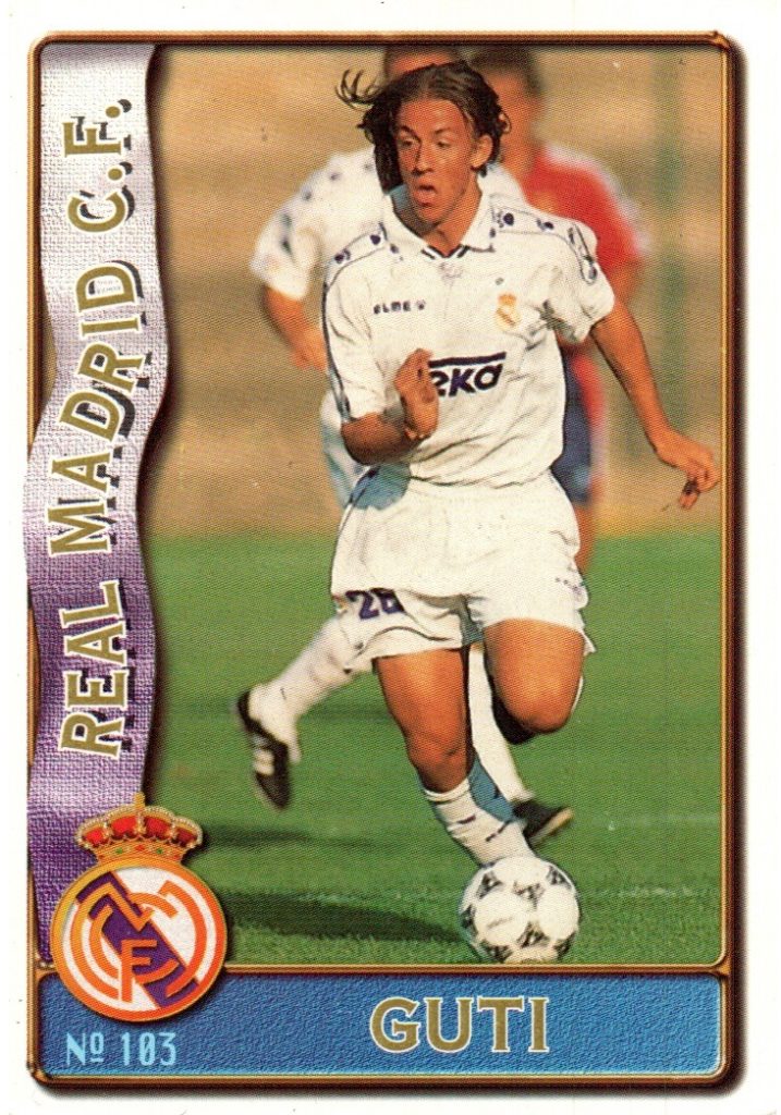 Las fichas de la Liga 96-97. Nº 103. Guti (Real Madrid). Editorial Mundicromo.