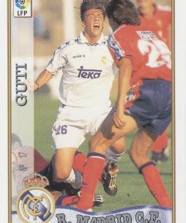 Las fichas de la Liga 97-98. N.º 17. Guti (Real Madrid C. F.). Editorial Mundicromo.