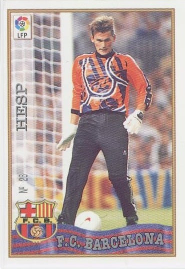 Las fichas de la Liga 97-98. N.º 26. Hesp (F. C. Barcelona). Editorial Mundicromo.