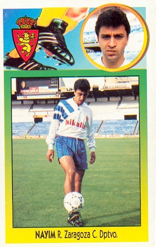 Liga-93-94. Nayim (Real-Zaragoza). Editorial Panini. 📸: Toni Ízaro.