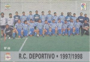 Las fichas de la Liga 97-98. Nº 44. Plantilla del R.C. Deportivo de La Coruña (R.C. Deportivo de La Coruña). Editorial Mundicromo.