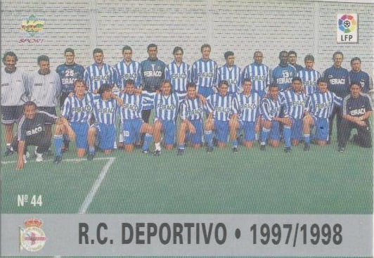 Las fichas de la Liga 97-98. Nº 44. Plantilla del R.C. Deportivo de La Coruña (R.C. Deportivo de La Coruña). Editorial Mundicromo.