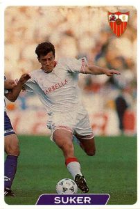 Las fichas de la Liga 95-96. Nº 90. Suker (Sevilla F. C.). Editorial Mundicromo.