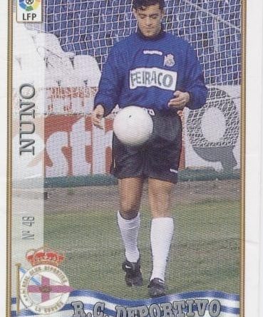 Las fichas de la Liga 97-98. Nº 48. Nuno (R.C. Deportivo de La Coruña). Editorial Mundicromo.