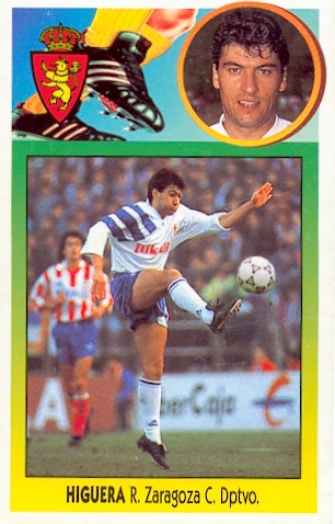 Liga-93-94. Higuera (Real-Zaragoza). Editorial Panini. 📸: Toni Izaro.