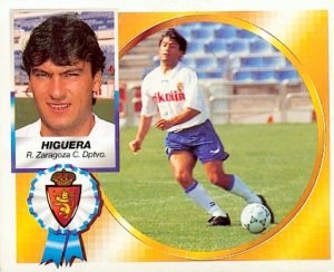 Liga-94-95. Higuera (Real-Zaragoza). Editorial Panini. 📸: Toni Izaro.