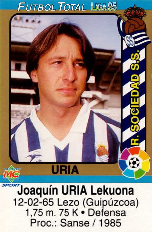 1995 Fútbol Total. N.º 93. Uría (Real Sociedad). Editorial Mundicromo.