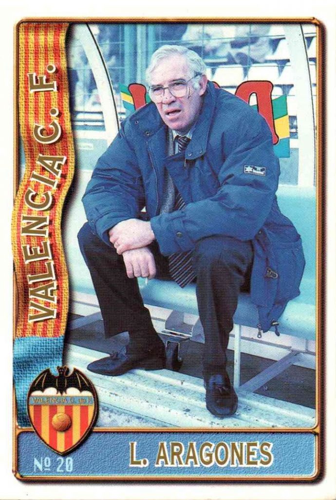 Las fichas de la Liga 96-97. Nº 20. Luis Aragonés (Valencia C. F.). Editorial Mundicromo.