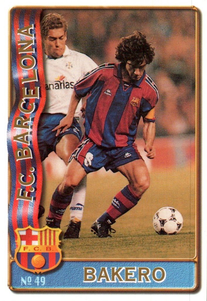 Las fichas de la Liga 96-97. Nº 49. Bakero (F. C. Barcelona). Editorial Mundicromo.