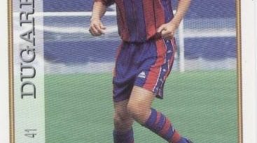 Las fichas de la Liga 97-98. Nº 41. Dugarry (F.C. Barcelona). Editorial Mundicromo.