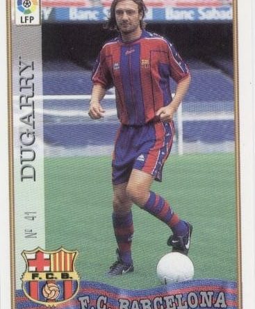 Las fichas de la Liga 97-98. Nº 41. Dugarry (F.C. Barcelona). Editorial Mundicromo.