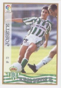 Las fichas de la Liga 97-98. Nº 73. Josete (Real Betis). Editorial Mundicromo.